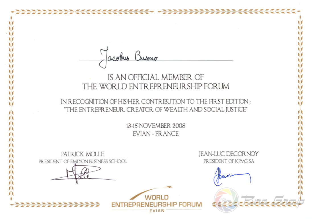 THE WORLD ENTREPRENEURSHIP FORUM MEMBER 2008