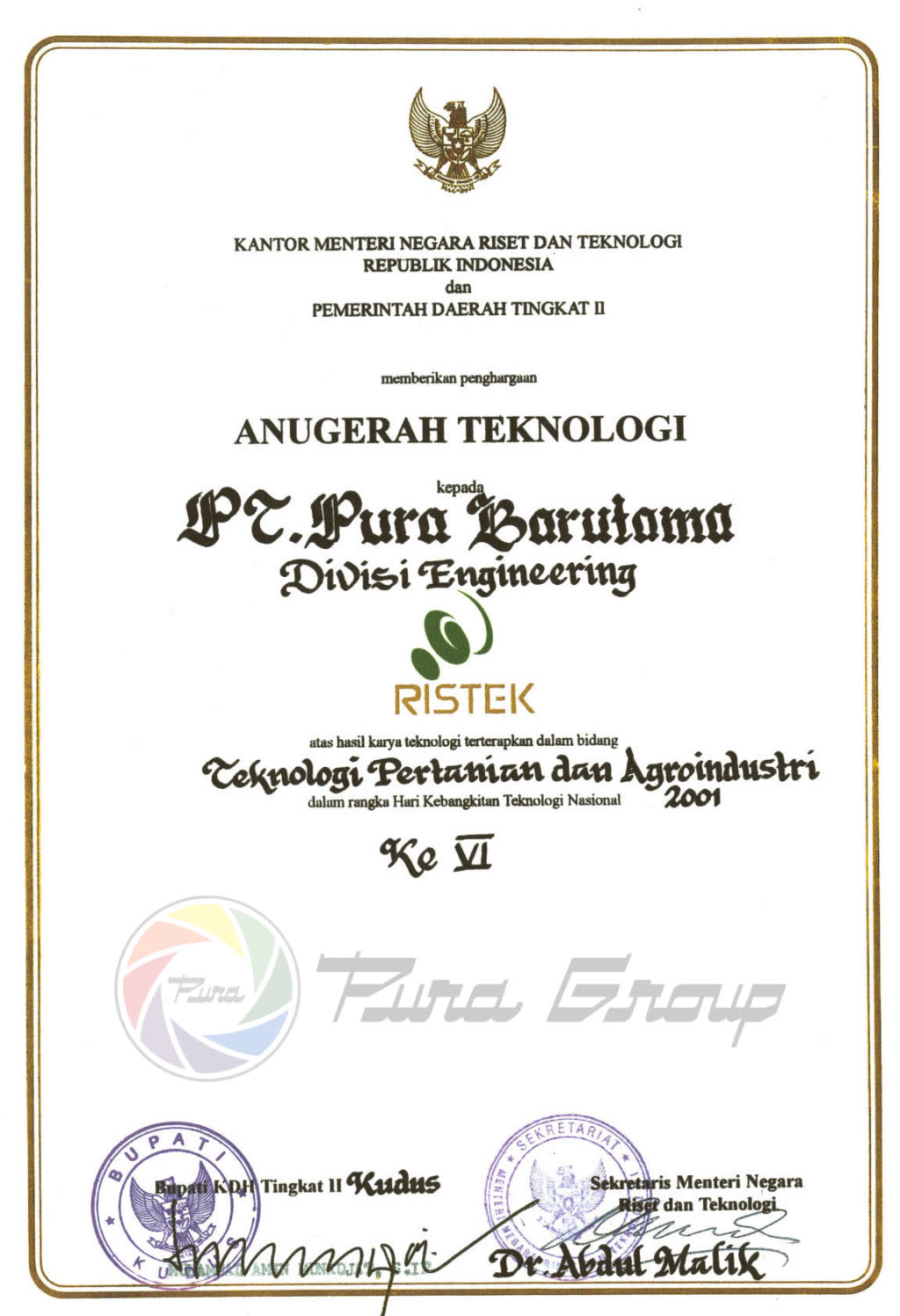 ANUGERAH TEKNOLOGI 2001